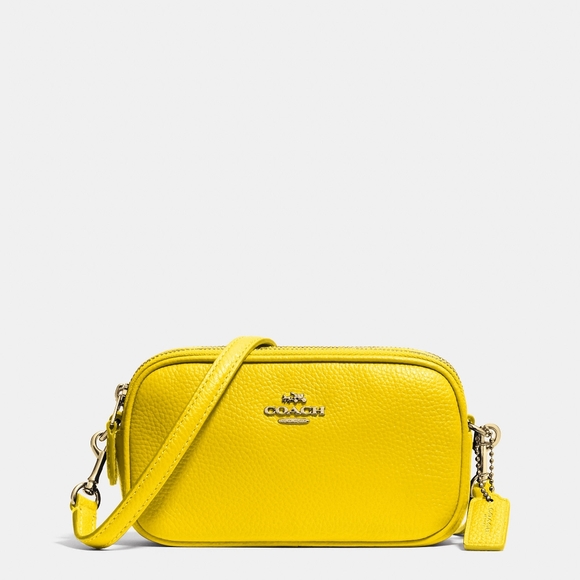 COACH Pebbled Leather Double Zipper Crossbody Bag